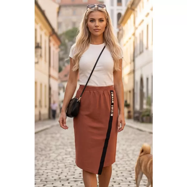  Dámská sukně KIXMI SIBILA HNĚDÁ/KRÉMOVÁ 