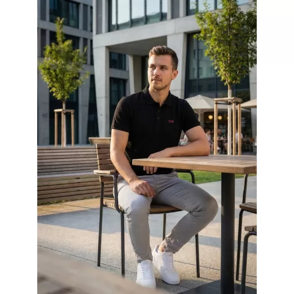  Pánské triko KIXMI SPENCER ČERNÁ/ČERVENÁ 