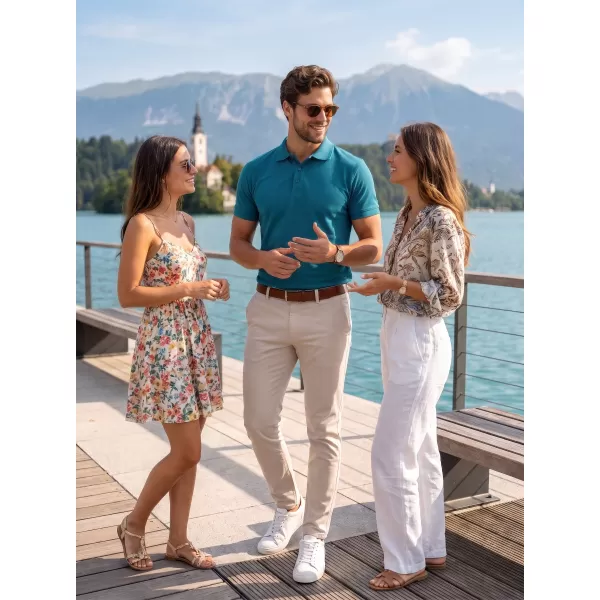  Pánské triko s límečkem ALTISPORT NoPrint NP/ALM302 TMAVÝ TYRKYS 