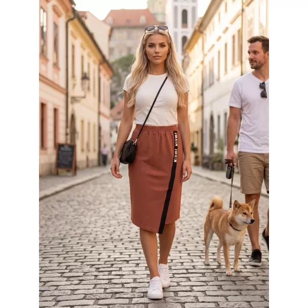  Dámská sukně KIXMI SIBILA HNĚDÁ/KRÉMOVÁ 