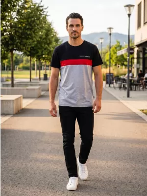 Pánské triko SAM 73 ERNESTO MT 840 SVĚTLE ŠEDÁ