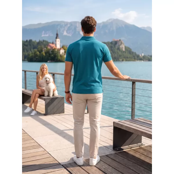  Pánské triko s límečkem ALTISPORT NoPrint NP/ALM302 TMAVÝ TYRKYS 