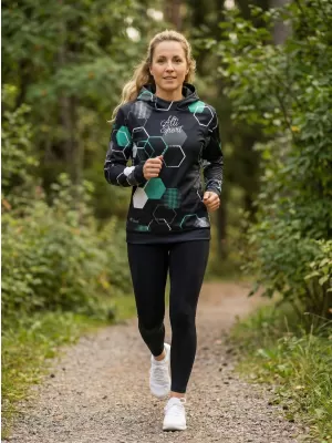 Dámská funkční mikina premium ALTISPORT VOJ/ALW037MI01 ČERNÁ/TYRKYSOVÁ
