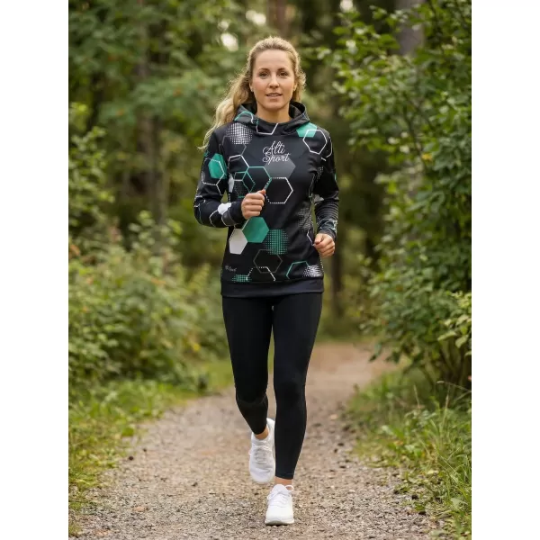 Dámská funkční mikina premium ALTISPORT VOJ/ALW037MI01 ČERNÁ/TYRKYSOVÁ 