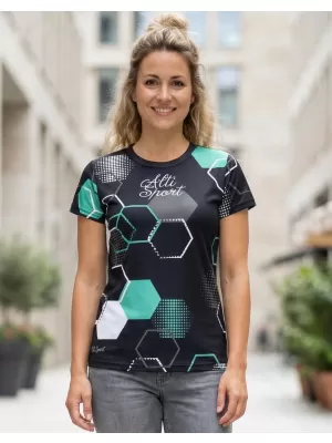 Dámské funkční tričko premium ALTISPORT VOJ/ALW037TR01 ČERNÁ/TYRKYSOVÁ