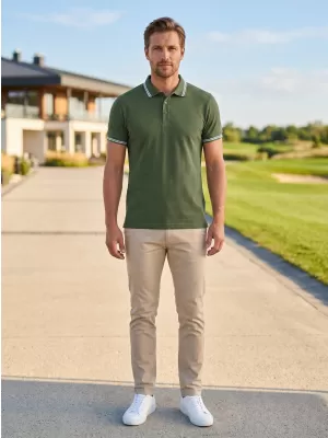 Pánské triko s límečkem ALTISPORT NoPrint NP/ALM912 KHAKI