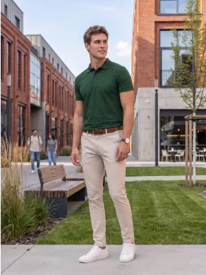 Pánské triko s límečkem ALTISPORT NoPrint NP/ALM302 DARK GREEN