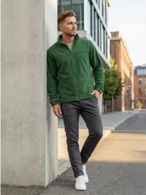 Pánská fleece mikina ALTISPORT NoPrint NP/ALM105 LAHVOVĚ ZELENÁ
