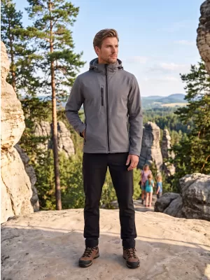 Pánská softshellová bunda ALTISPORT NoPrint NP/ALM225 TMAVĚ ŠEDÝ MELÍR