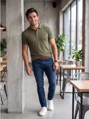 Pánské triko s límečkem ALTISPORT NoPrint NP/ALM302 MILITARY
