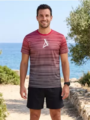 Pánské funkční triko premium ALTISPORT VOJ/ALM031TR01 ČERNÁ/VÍNOVÁ
