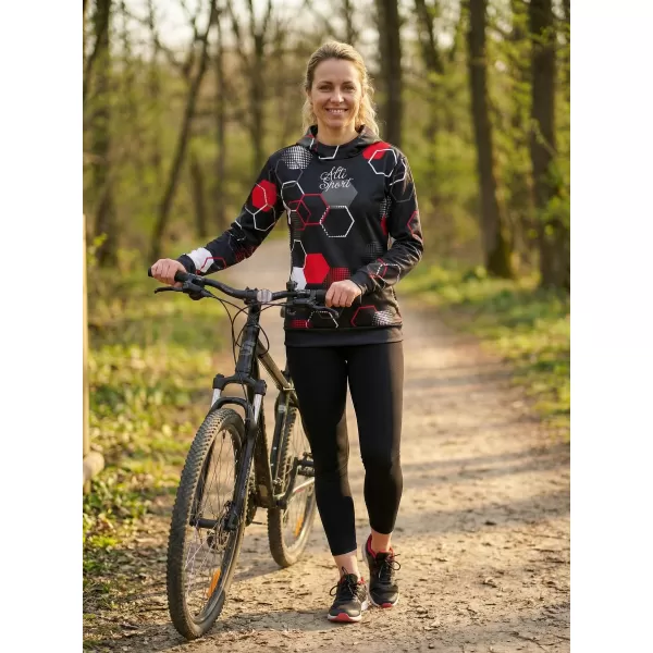  Dámská funkční mikina premium ALTISPORT VOJ/ALW037MI01 ČERNOČERVENÁ 