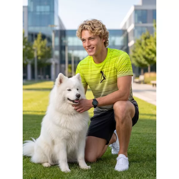  Pánské funkční triko premium ALTISPORT VOJ/ALM031TR01 ČERNÁ/FLUO YELLOW 