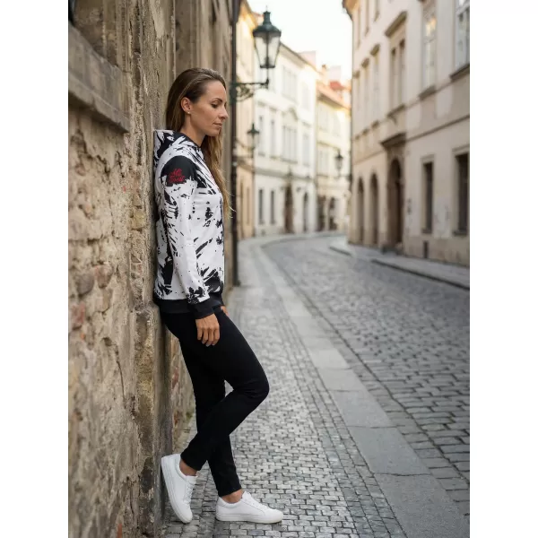  Dámská funkční mikina premium ALTISPORT VOJ/ALW036MI01 ABSTRAKCE BÍLÁ 