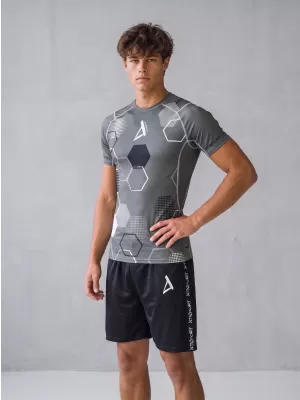 Pánské funkční kompresní tričko s krátkým rukávem premium ALTISPORT VOJ/ALM037TR04 ŠEDÁ