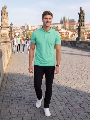 Pánské triko s límečkem ALTISPORT NoPrint NP/ALM302 MÁTOVÁ