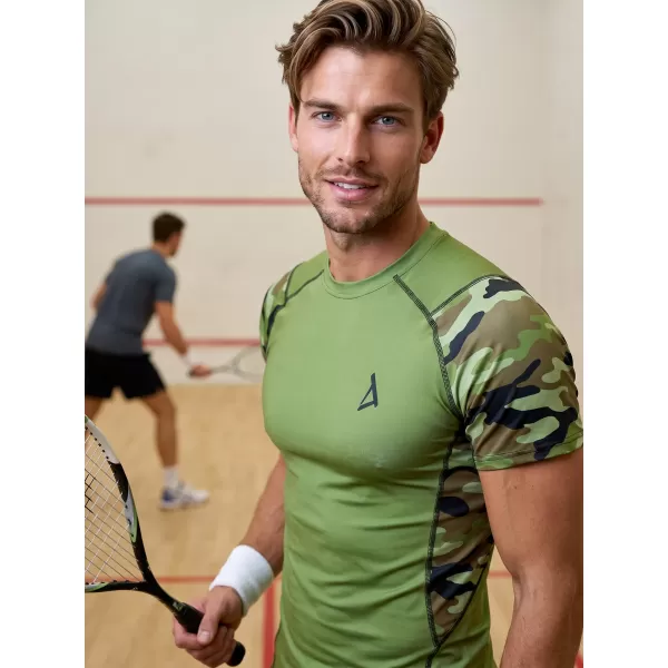  Pánské funkční kompresní tričko s krátkým rukávem premium ALTISPORT VOJ/ALM038TR04 ZELENÁ/KHAKI 