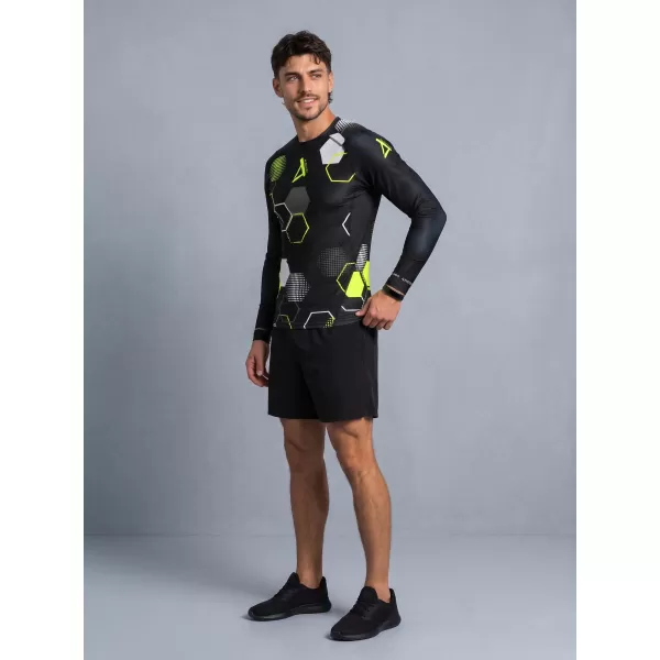  Pánské funkční kompresní tričko premium ALTISPORT VOJ/ALM037TR03 ČERNOŽLUTÁ 