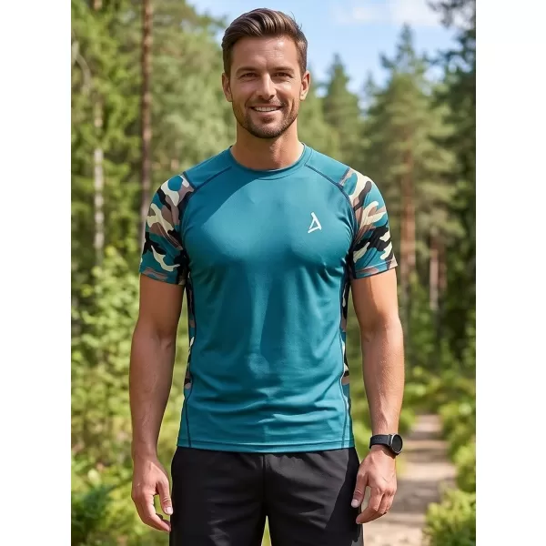  Pánské funkční kompresní tričko s krátkým rukávem premium ALTISPORT VOJ/ALM038TR04 PETROLEJOVÁ/HNĚDÁ 