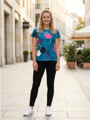Dámské funkční tričko premium ALTISPORT VOJ/ALW037TR01 PETROELJOVÁ/RŮŽOVÁ