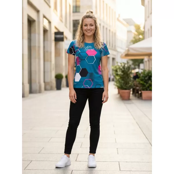  Dámské funkční tričko premium ALTISPORT VOJ/ALW037TR01 PETROELJOVÁ/RŮŽOVÁ 