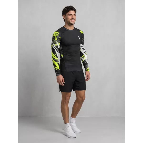  Pánské funkční kompresní tričko premium ALTISPORT VOJ/ALM039TR03 ČERNOŽLUTÁ 