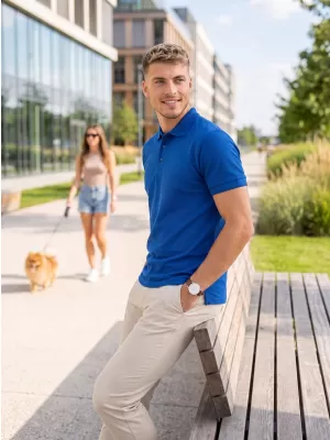Pánské triko s límečkem ALTISPORT NoPrint NP/ALM302 KRÁLOVSKÁ MODRÁ