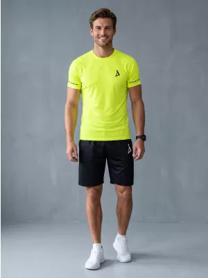 Pánské funkční kompresní tričko s krátkým rukávem premium ALTISPORT VOJ/ALM000TR04 NEON YELLOW