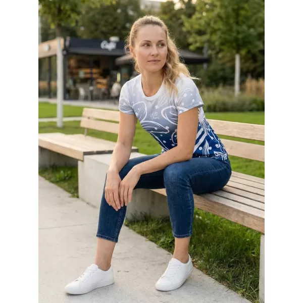  Dámské funkční tričko premium ALTISPORT VOJ/ALW045TR01 NÁMOŘNÍ MODRÁ/BÍLÁ 