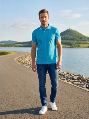 Pánské triko s límečkem ALTISPORT NoPrint NP/ALM912 TYRKYSOVÁ