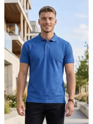 Pánské triko s límečkem ALTISPORT NoPrint NP/ALM302 AZUROVĚ MODRÁ