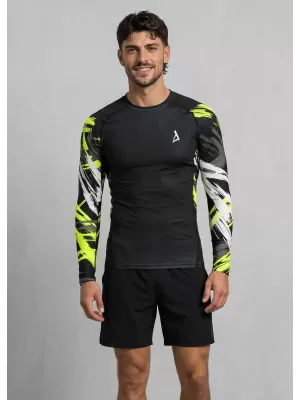 Pánské funkční kompresní tričko premium ALTISPORT VOJ/ALM039TR03 ČERNOŽLUTÁ