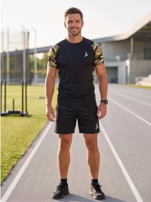 Pánské funkční kompresní tričko s krátkým rukávem premium ALTISPORT VOJ/ALM038TR04 ČERNOZELENÁ
