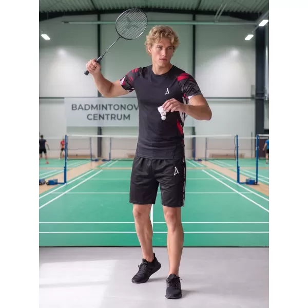  Pánské funkční kompresní tričko s krátkým rukávem premium ALTISPORT VOJ/ALM039TR04 ČERNOČERVENÁ 