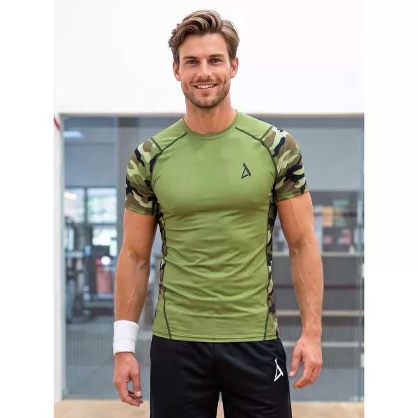  Pánské funkční kompresní tričko s krátkým rukávem premium ALTISPORT VOJ/ALM038TR04 ZELENÁ/KHAKI 