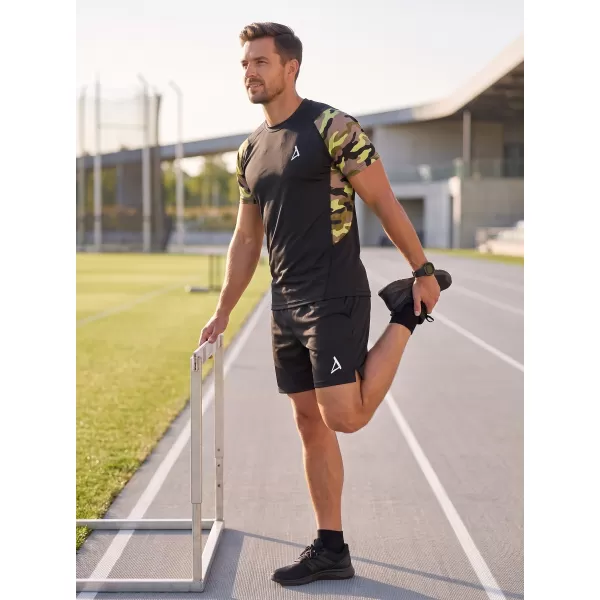  Pánské funkční kompresní tričko s krátkým rukávem premium ALTISPORT VOJ/ALM038TR04 ČERNOZELENÁ 