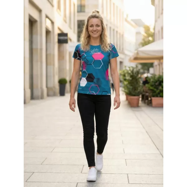  Dámské funkční tričko premium ALTISPORT VOJ/ALW037TR01 PETROELJOVÁ/RŮŽOVÁ 