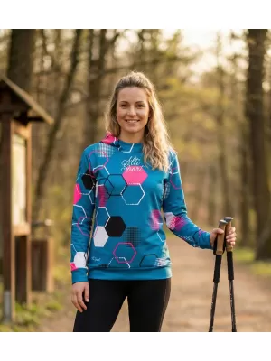 Dámská funkční mikina premium ALTISPORT VOJ/ALW037MI01 PETROELJOVÁ/RŮŽOVÁ
