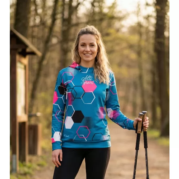  Dámská funkční mikina premium ALTISPORT VOJ/ALW037MI01 PETROELJOVÁ/RŮŽOVÁ 