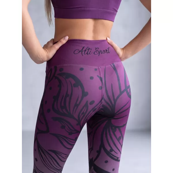  Dámské dlouhé funkční legíny premium ALTISPORT VOJ/ALW045LEG01 FIALOVÁ/ČERNÁ 
