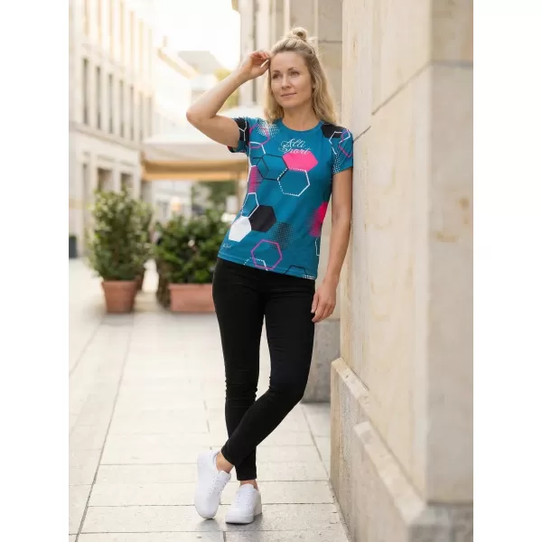  Dámské funkční tričko premium ALTISPORT VOJ/ALW037TR01 PETROELJOVÁ/RŮŽOVÁ 