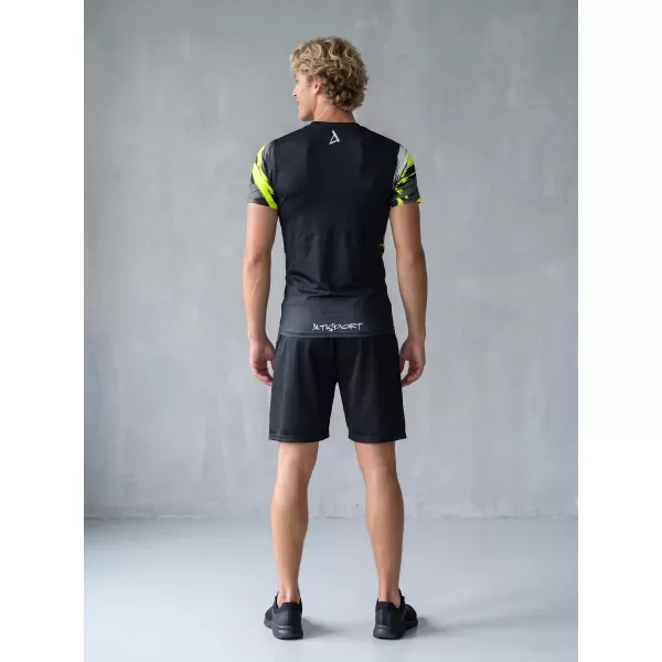  Pánské funkční kompresní tričko s krátkým rukávem premium ALTISPORT VOJ/ALM039TR04 ČERNOŽLUTÁ 