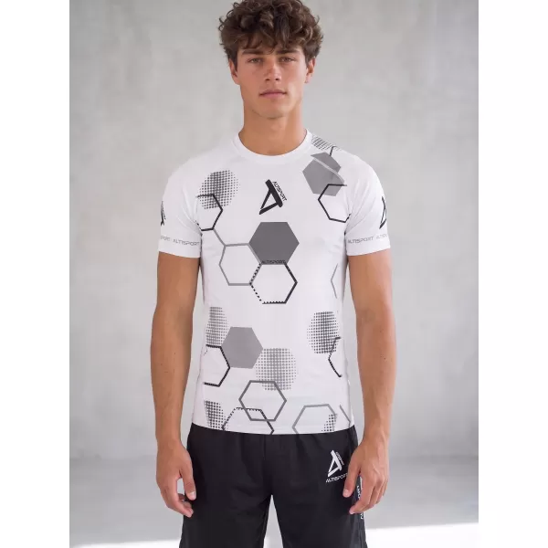  Pánské funkční kompresní tričko s krátkým rukávem premium ALTISPORT VOJ/ALM037TR04 BÍLÁ 