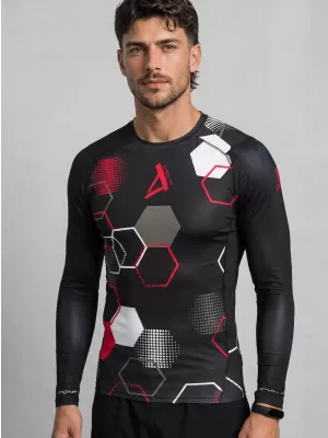 Pánské funkční kompresní tričko premium ALTISPORT VOJ/ALM037TR03 ČERNOČERVENÁ