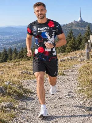 Pánské funkční kompresní triko s krátkým rukávem premium ALTISPORT VOJ/ALM036TR04 HEXA ČERNÁ