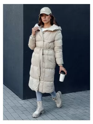 Dámský kabát DSTREET CLOUTIQUE SVĚTLE BÉŽOVÁ
