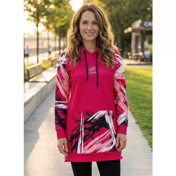  Dámská funkční prodloužená mikina premium ALTISPORT VOJ/ALW039MI03 VIVA MAGENTA 