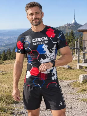 Pánské funkční kompresní triko s krátkým rukávem premium ALTISPORT VOJ/ALM036TR04 HEXA ČERNÁ