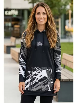 Dámská funkční prodloužená mikina premium ALTISPORT VOJ/ALW039MI03 černá/bílá