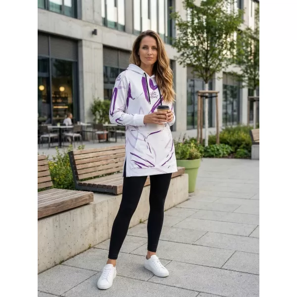  Dámská funkční prodloužená mikina premium ALTISPORT VOJ/ALW049MI03 BÍLÁ/FIALOVÁ 